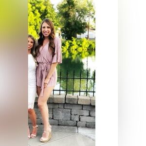 Rose pink silk romper